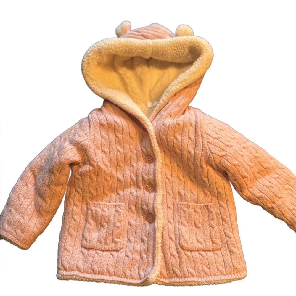 GAP Pink and Cream Baby sweater teddy coat